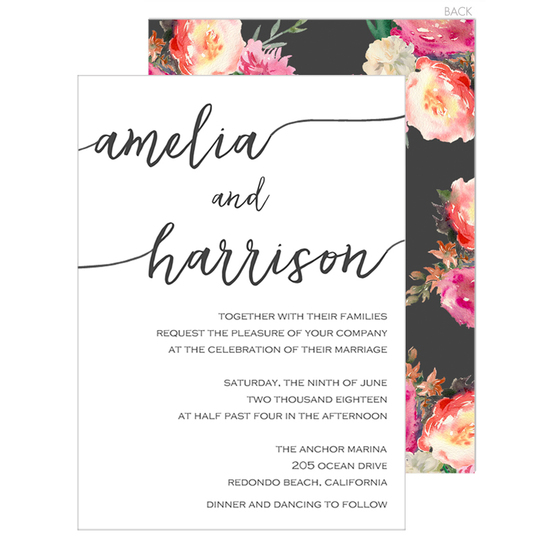 Charcoal Swoosh Names Invitations